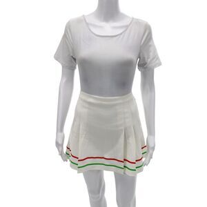 Solid & Striped Womens Pleated Mini Skirt White Size S